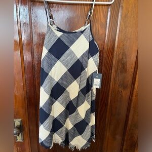 *NWT* Target Brand Navy Blue and White Checkered Spaghetti Strap Blouse Size S